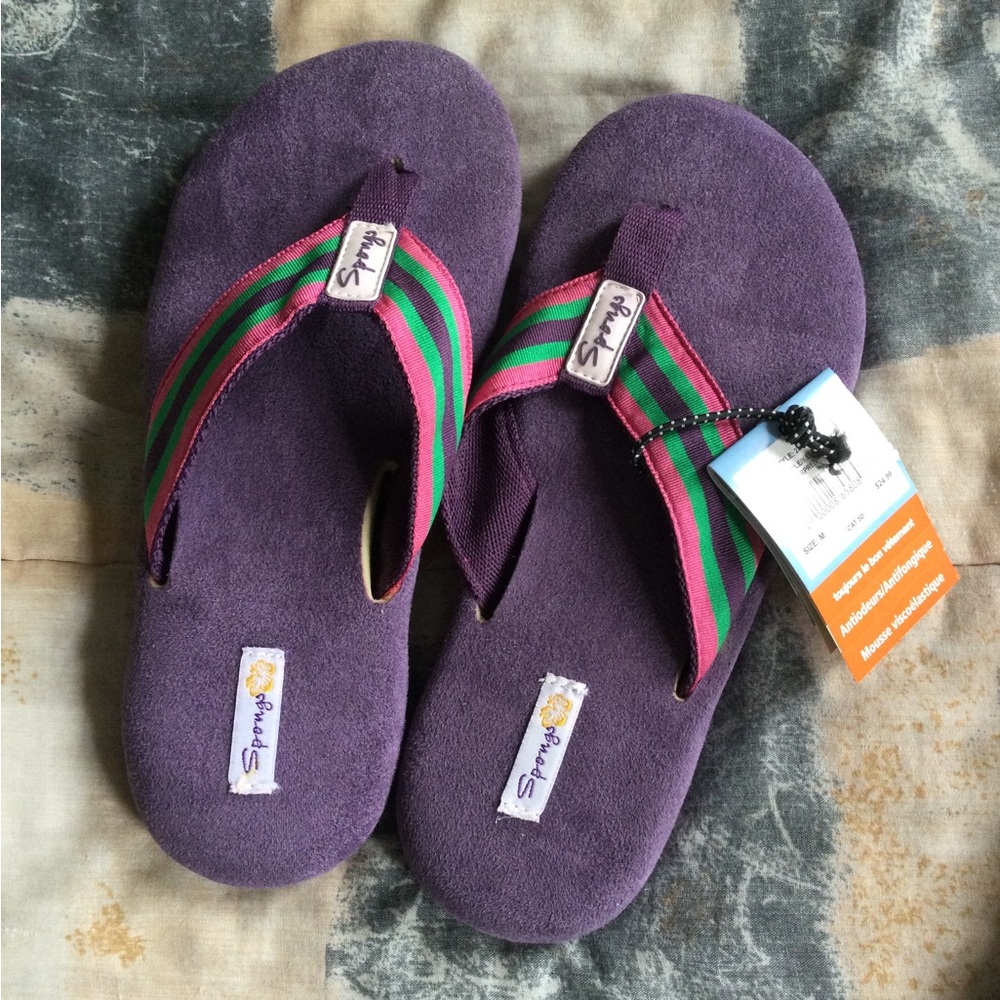 Spongs Flip Flop Sandals with Pink & Green Straps